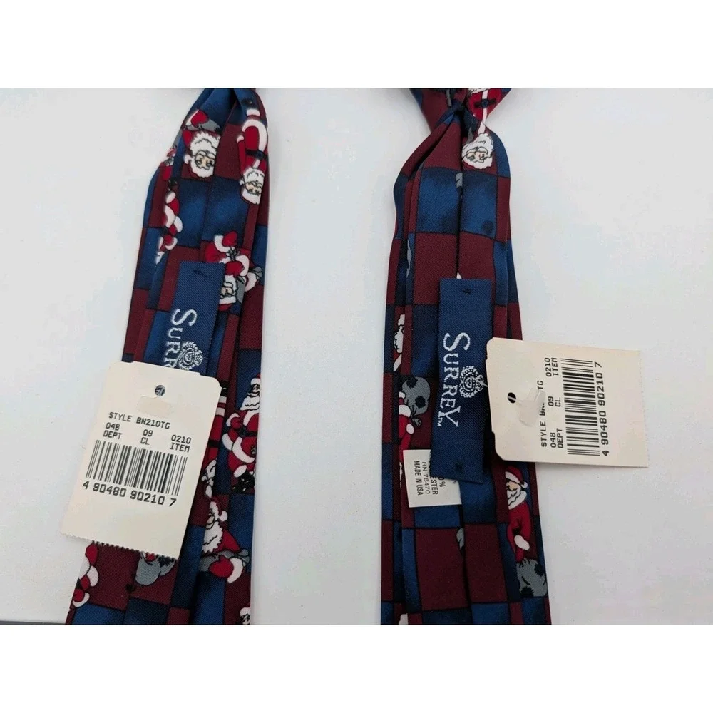 Surrey Santa Claus Neck Tie Kid Size Lot of 2 13.5‎ Inch Long USA Christmas